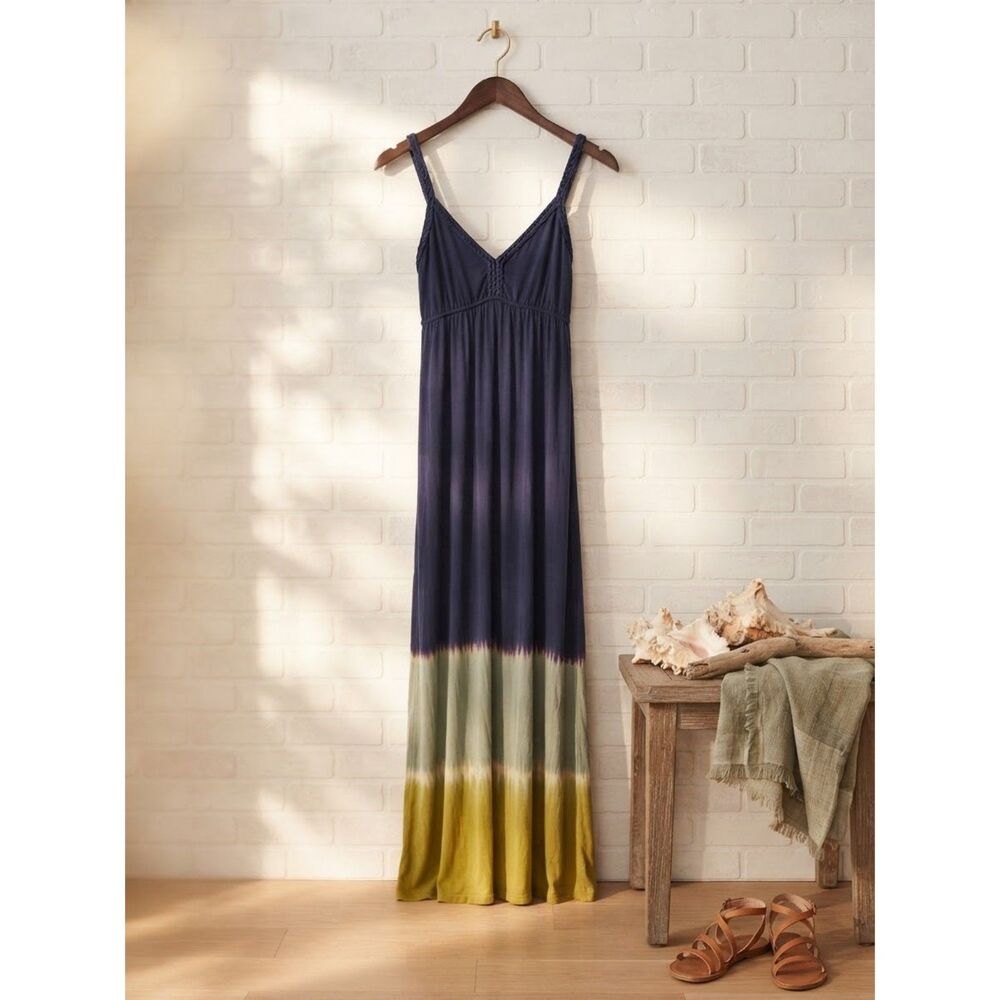 Vintage Julie's Closet Vintage Boho Ombre Maxi Dress Braided Straps Purple SizeS